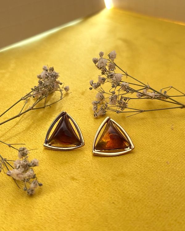 Aretes vintage triángulo ámbar