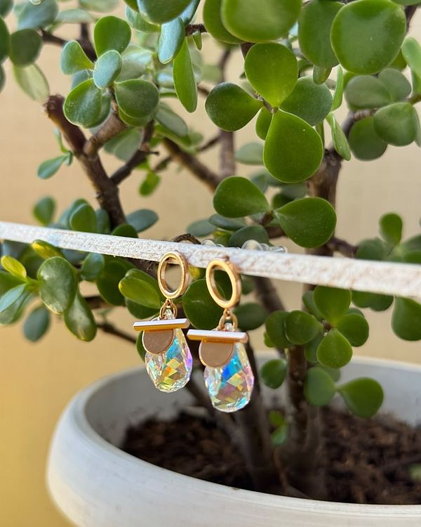 Aretes colgantes gota de cristal