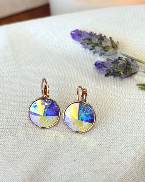 Aretes dormilona cristal tornasol