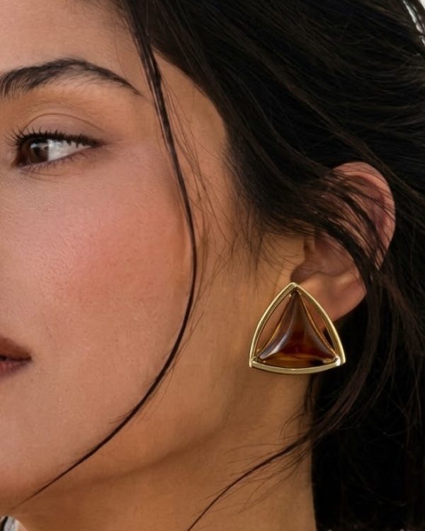 Aretes vintage triángulo ámbar