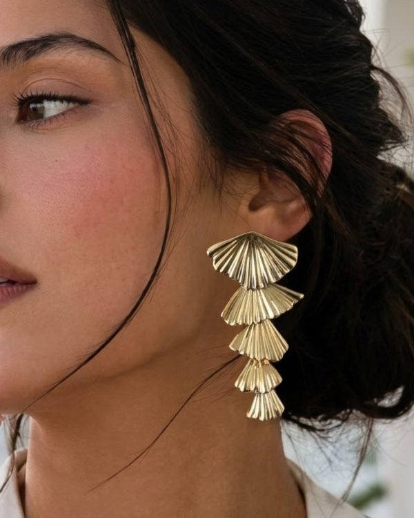 Aretes abanico dorados